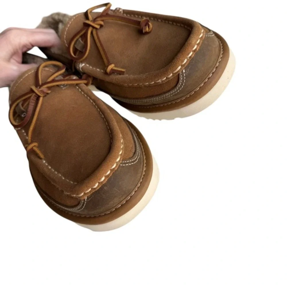 NEW UGG Dex Lace Slip-On Wool Loafer Men's Size 7 Water Resistant Chestnut Brown